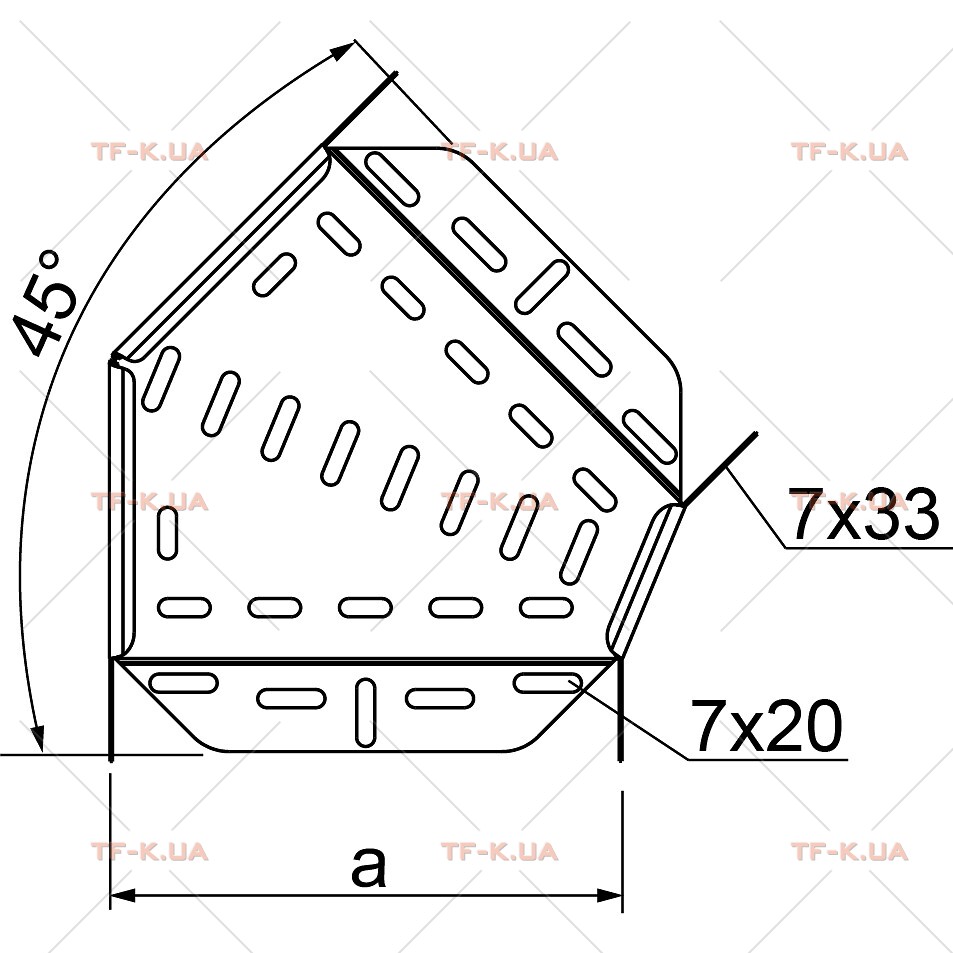 KKMP600H110 Кут 45° горизонтальний, лотка - Зображення 2