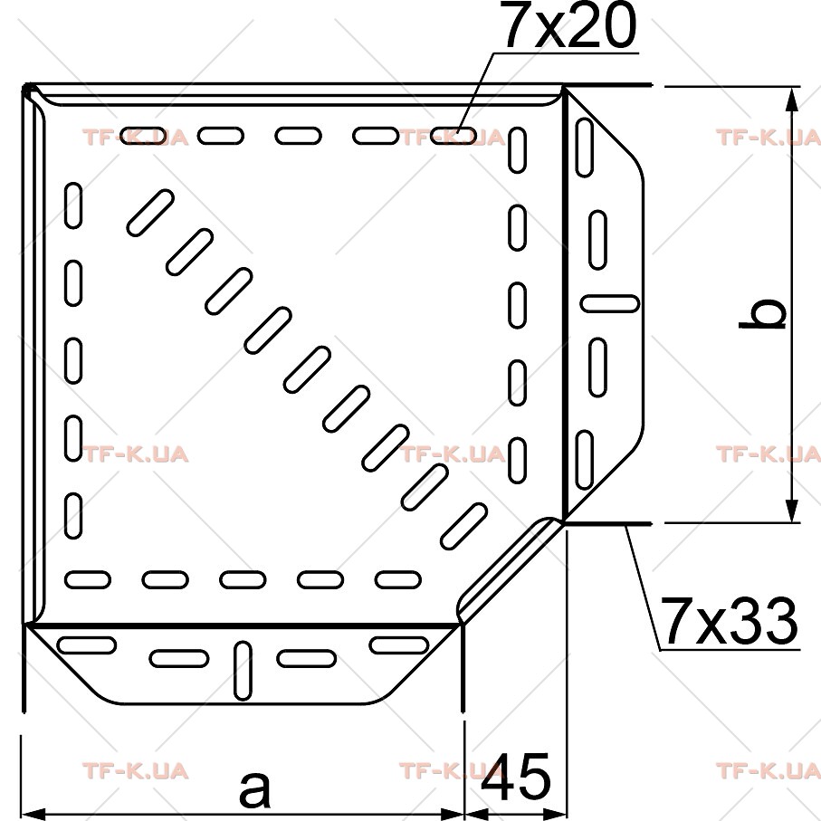 KKP500H60 Кут 90° горизонтальний, лотка - Зображення 2