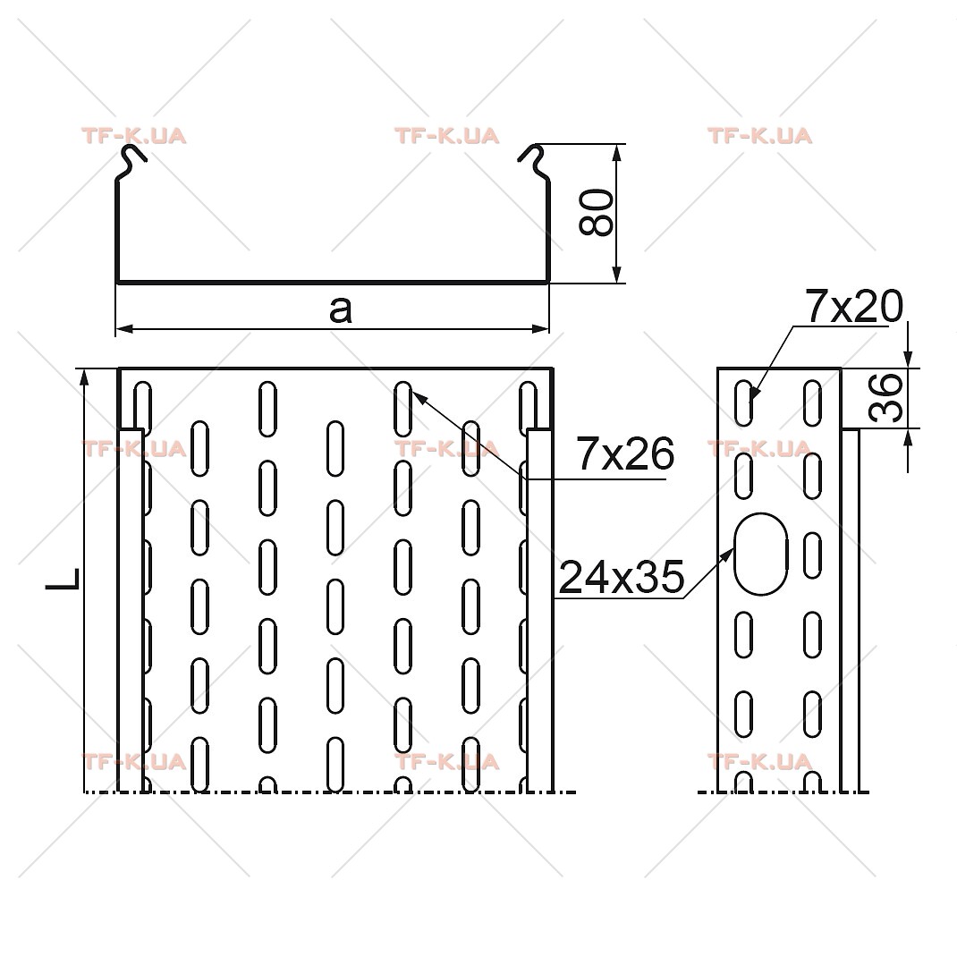 Лоток перфорований 100x80 -1мм (KOJ100H80/3) - Зображення 2