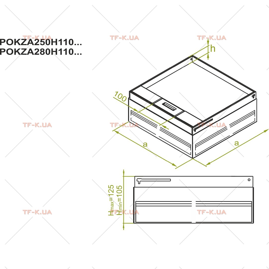 POKZAS205H110W Коробка з кришкою для канала підпідлового - Зображення 2