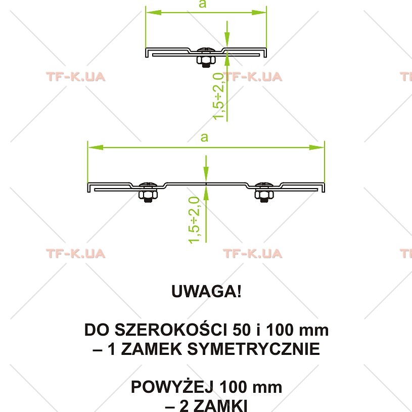 PZLZZMP200H200 Кришка кута 45° вертикального, зовнішнього, з замком, зовнішня важка система - Зображення 2
