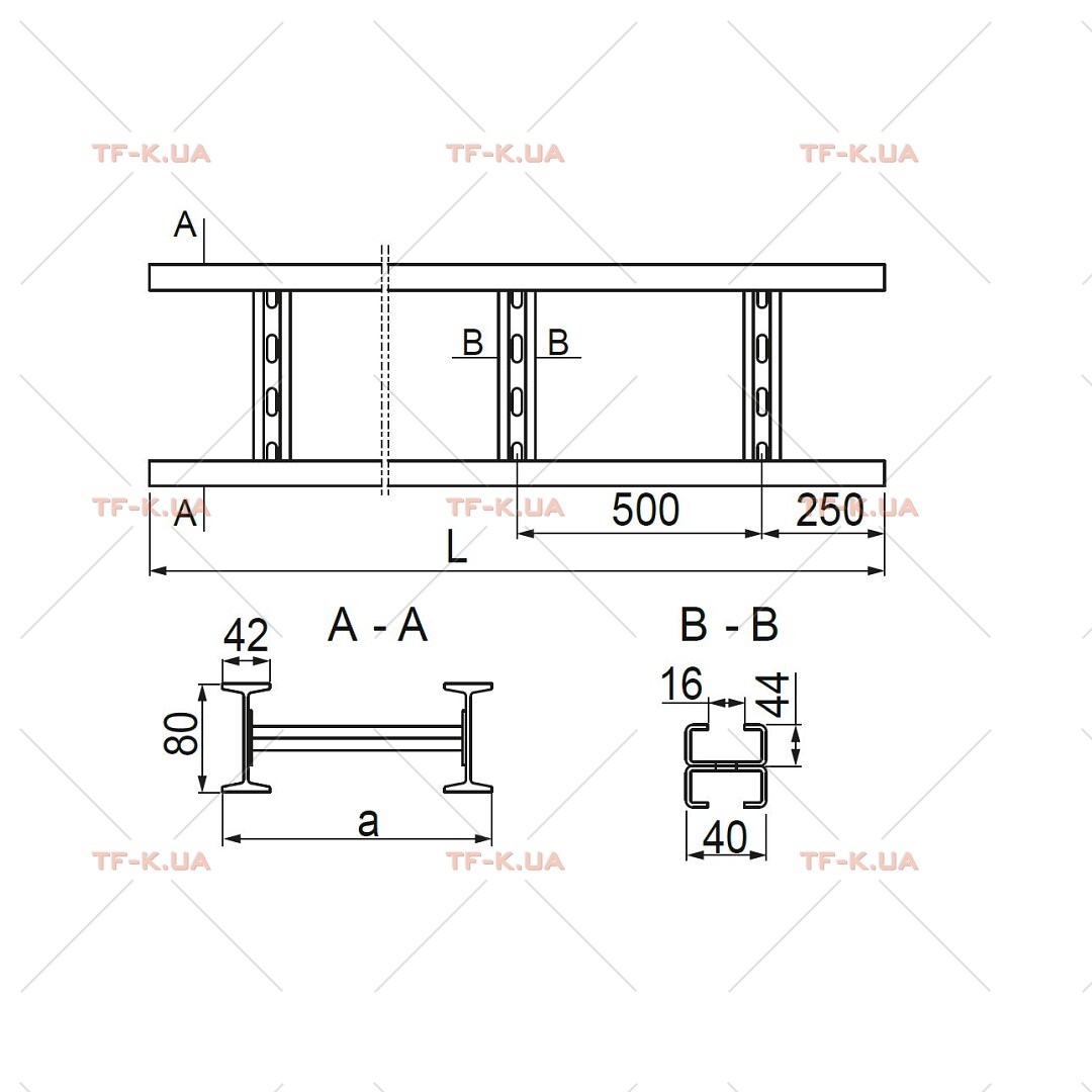Кабельрост вертикальний 400x80 (DDH400H80/6) - Зображення 2
