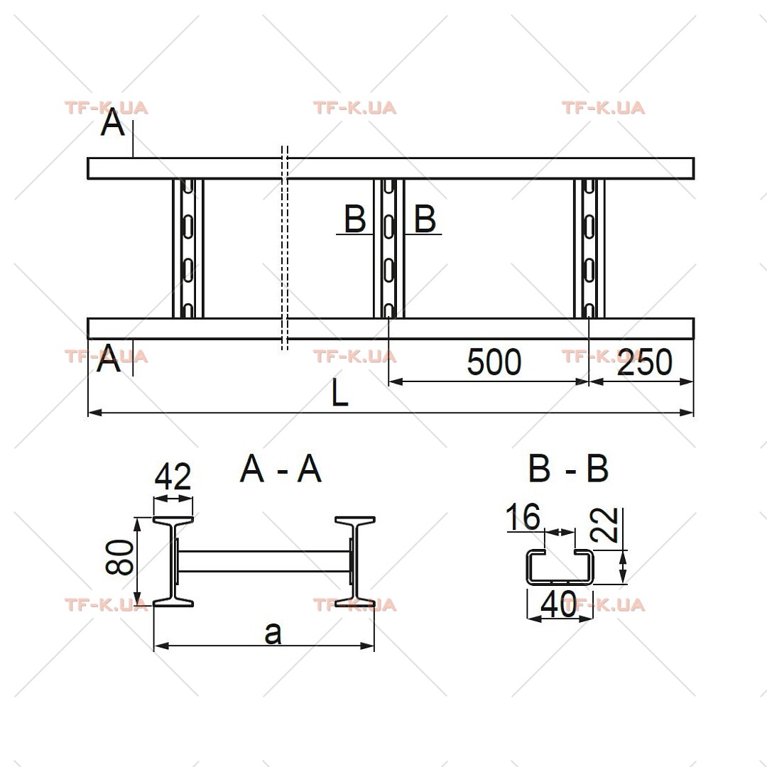 Кабельрост вертикальний 800x80 (DSH800H80/3) - Зображення 2