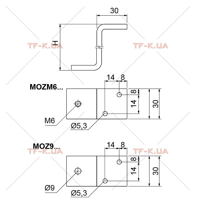 MOZM6H90 Кронштейн Z - подібний - Зображення 2