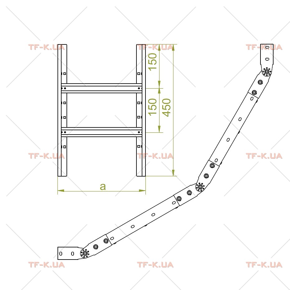 LPDP400H60N Кут вертикальний, регульований, кабельроста - Зображення 2