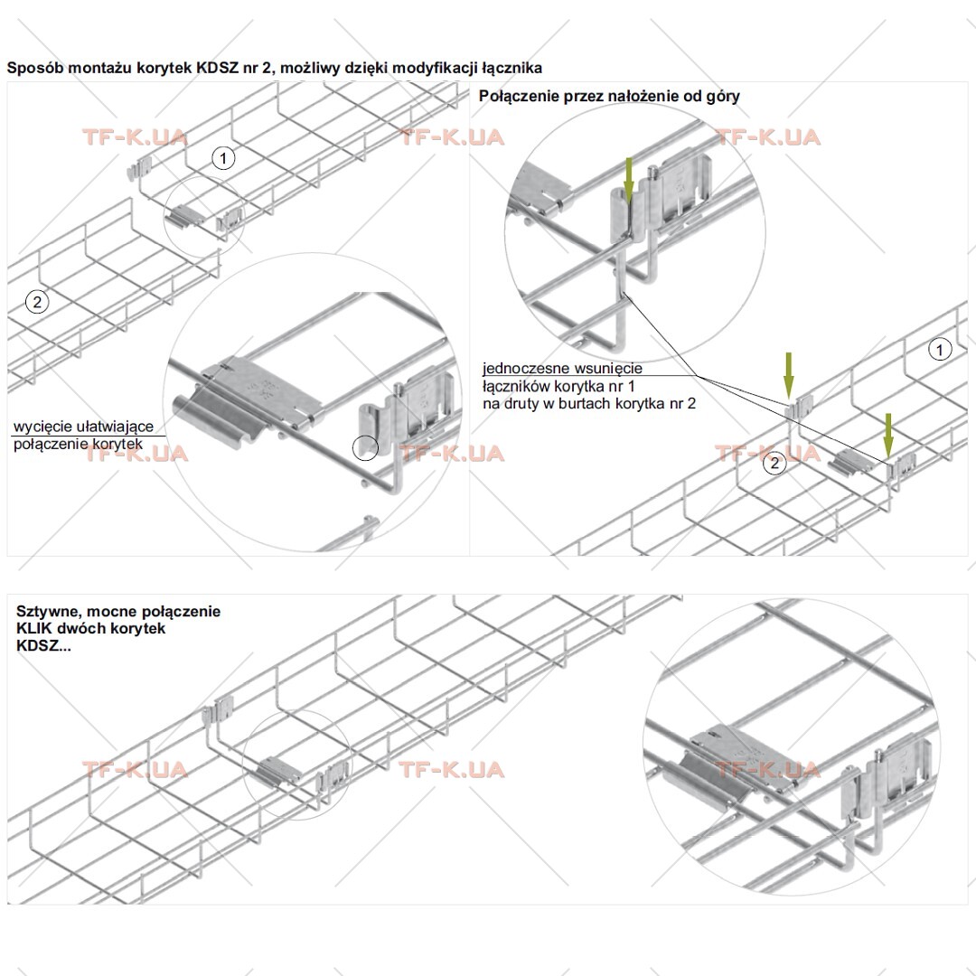Лоток сітчастий (дротовий) з привареним з'єднувачем 100x110 (KDSZ100H110/3) - Зображення 3